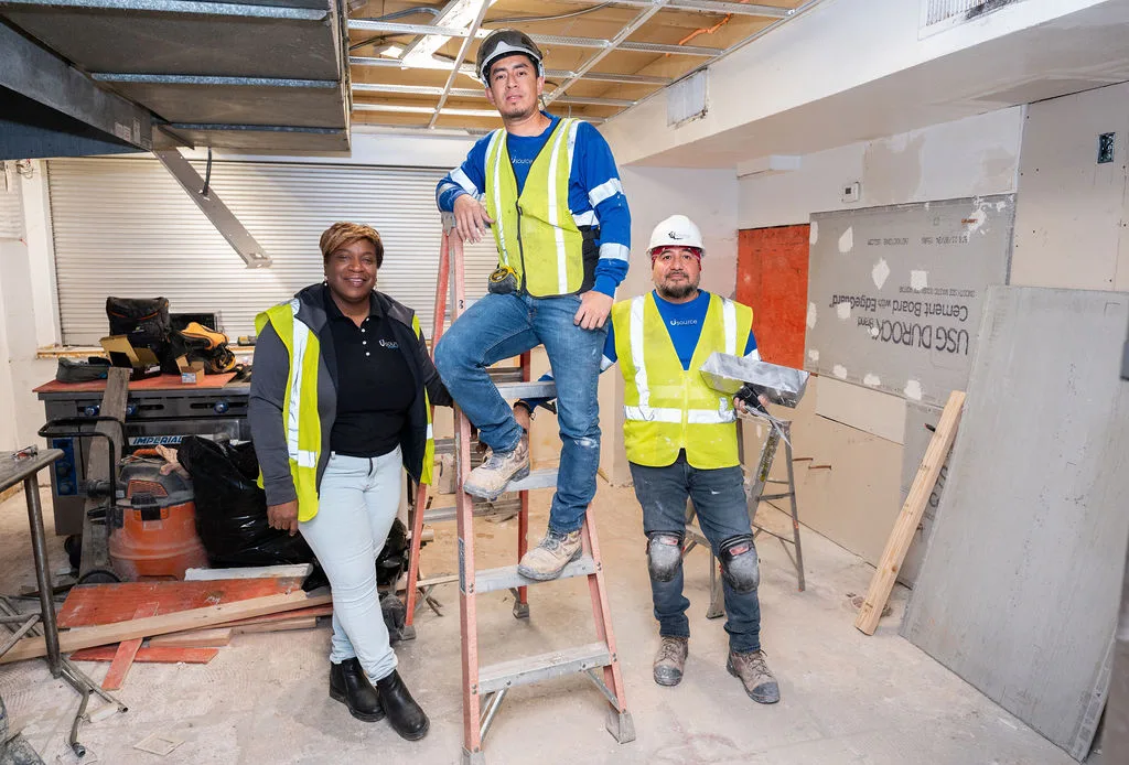 Usource crew in the Christ House kitchen during the renovation