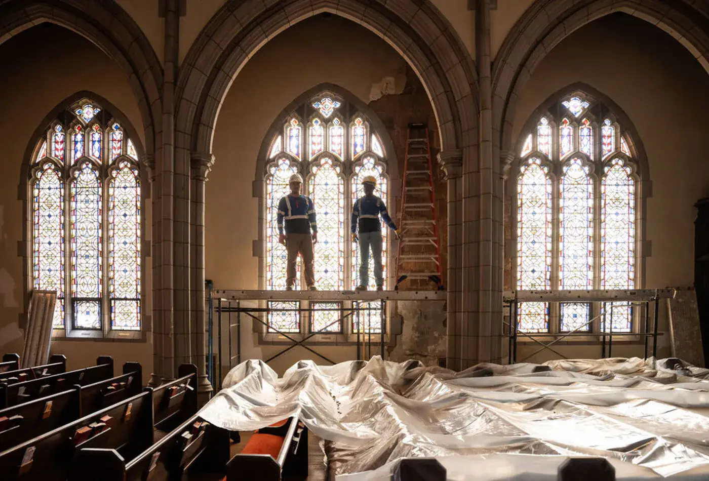Restored church sanctuary interior
