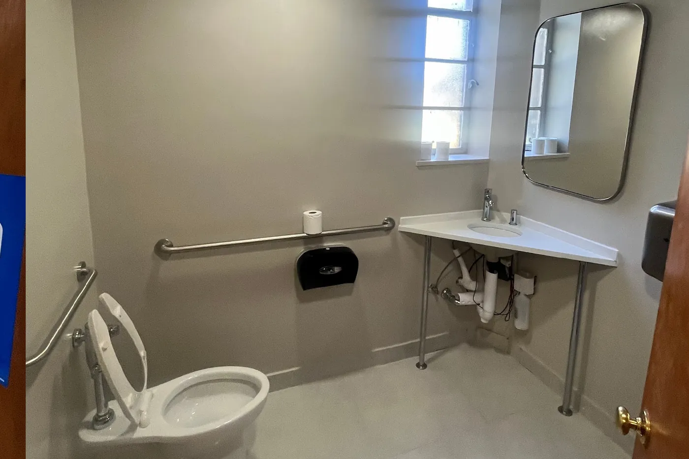 An accessible restroom at Trinity Episcopal Church after renovation